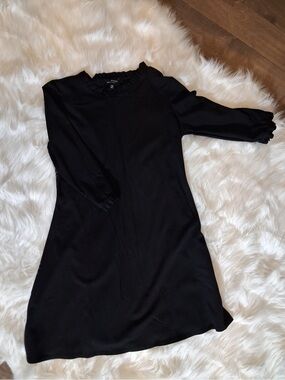 Isaac Mizrahi Black Ruffle-Trim A-Line Dress